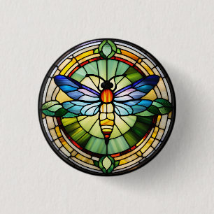 Glas in lood Dragonfly Ronde Button 3,2 Cm