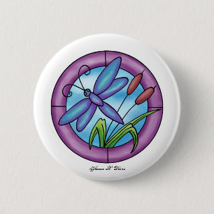 Glas in lood Dragonfly Ronde Button 5,7 Cm