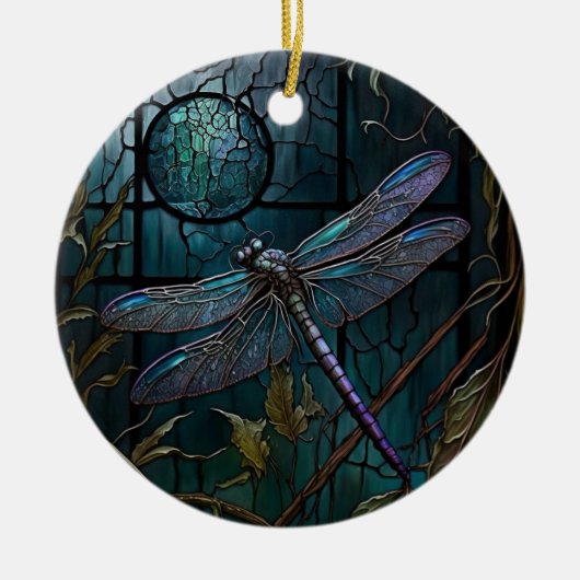 Glas in lood Dragonfly Shower Curtain Keramisch Ornament (Voorkant)