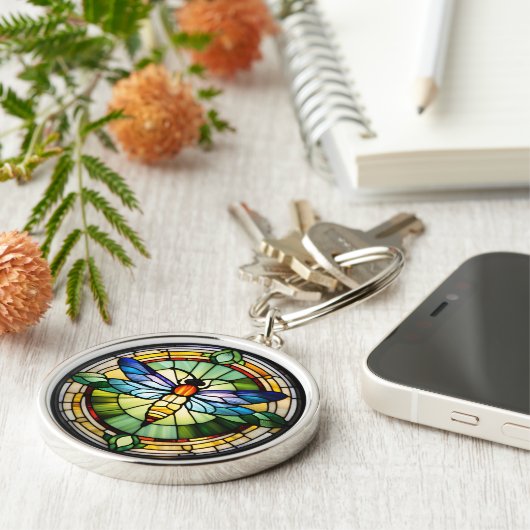 Glas in lood Dragonfly Sleutelhanger (Zijkant)