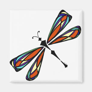 Glas in lood Dragonfly Square Magnet