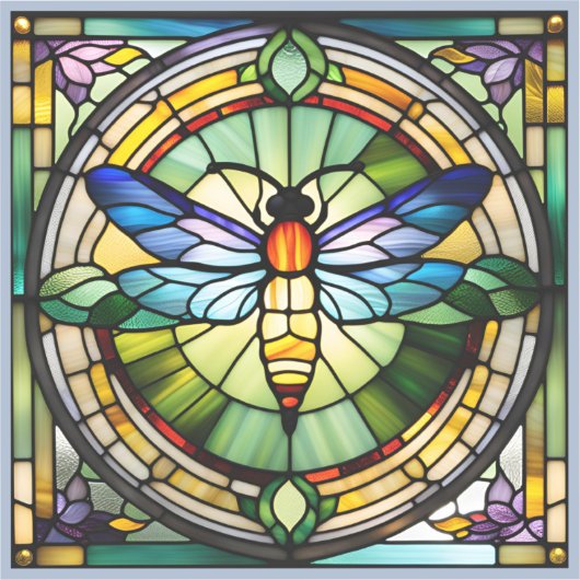 Glas in lood Dragonfly Sticker (Voorkant)