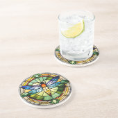 Glas in lood Dragonfly Zandsteen Onderzetter (Zijkant)