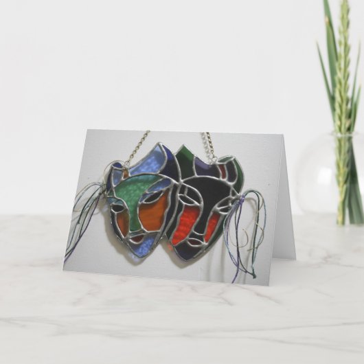 Glas in lood Drama Mask Kaart (Voorkant)