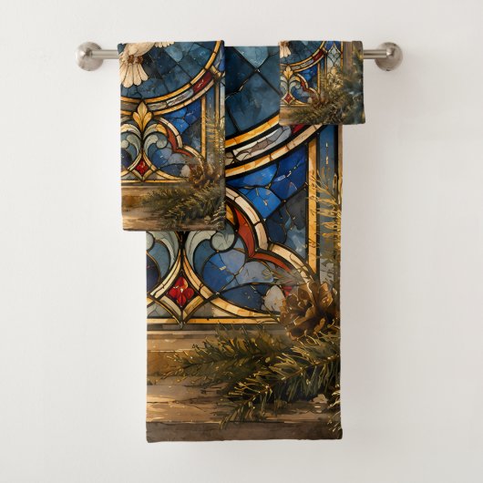Glas-in-lood Duif Kerstmisraam Bad Handdoek (Insitu)