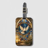 Glas-in-lood Duif Kerstmisraam Bagagelabel (Voorkant (verticaal))