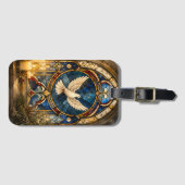 Glas-in-lood Duif Kerstmisraam Bagagelabel (Voorkant (horizontaal))