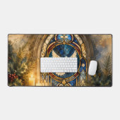 Glas-in-lood Duif Kerstmisraam Bureaumat (Keyboard & Muis)