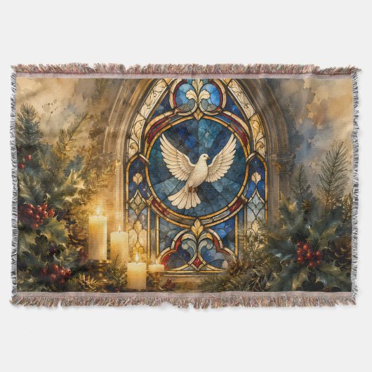 Glas-in-lood Duif Kerstmisraam Deken (Voorkant)