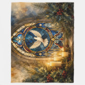 Glas-in-lood Duif Kerstmisraam Fleece Deken (Voorkant)