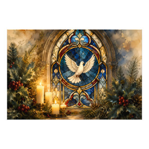 Glas-in-lood Duif Kerstmisraam Foto Afdruk