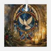 Glas-in-lood Duif Kerstmisraam Glas Ornament (Achterkant)