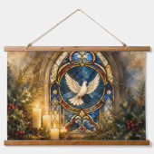 Glas-in-lood Duif Kerstmisraam Hangend Wandkleed (Voorkant)