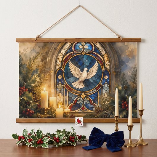 Glas-in-lood Duif Kerstmisraam Hangend Wandkleed
