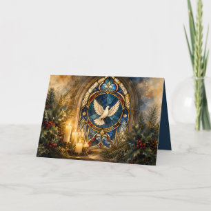 Glas-in-lood Duif Kerstmisraam Kaart