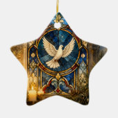 Glas-in-lood Duif Kerstmisraam Keramisch Ornament (Voorkant)