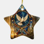 Glas-in-lood Duif Kerstmisraam Keramisch Ornament (Achterkant)