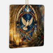 Glas-in-lood Duif Kerstmisraam Keramisch Ornament (Rechts)