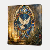 Glas-in-lood Duif Kerstmisraam Keramisch Ornament (Links)