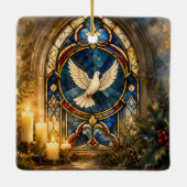 Glas-in-lood Duif Kerstmisraam Keramisch Ornament (Achterkant)