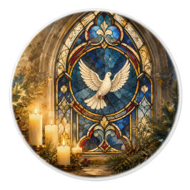 Glas-in-lood Duif Kerstmisraam Keramische Knop