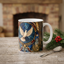 Glas-in-lood Duif Kerstmisraam Koffiemok
