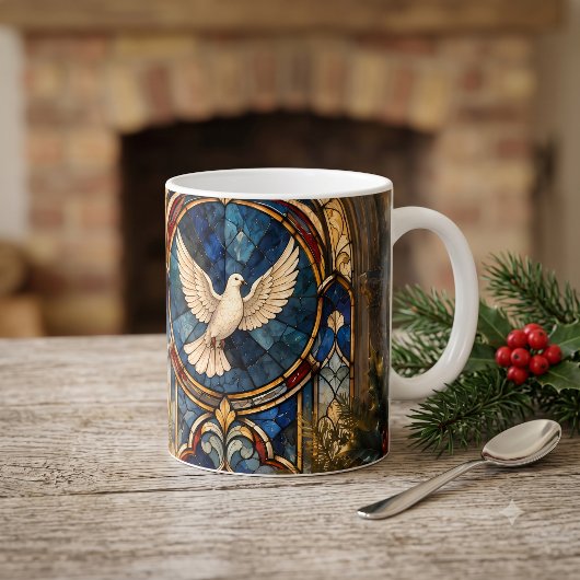Glas-in-lood Duif Kerstmisraam Koffiemok