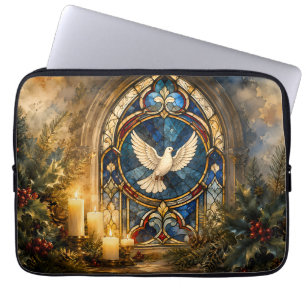 Glas-in-lood Duif Kerstmisraam Laptop Sleeve