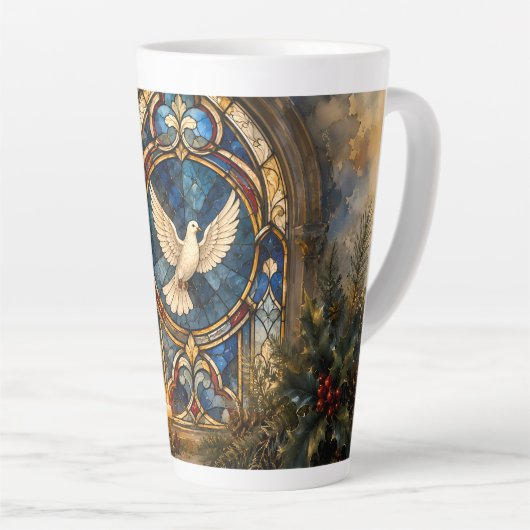 Glas-in-lood Duif Kerstmisraam Latte Mok (Rechterhoek)