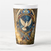 Glas-in-lood Duif Kerstmisraam Latte Mok (Voorkant)