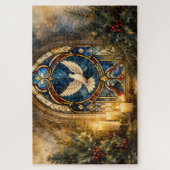 Glas-in-lood Duif Kerstmisraam Legpuzzel (Verticaal)