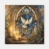 Glas-in-lood Duif Kerstmisraam Magneet (Voorkant)