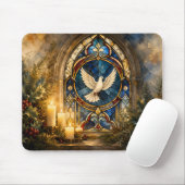 Glas-in-lood Duif Kerstmisraam Muismat (Met muis)