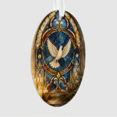 Glas-in-lood Duif Kerstmisraam Ornament (voorkant)