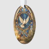 Glas-in-lood Duif Kerstmisraam Ornament (voorkant)