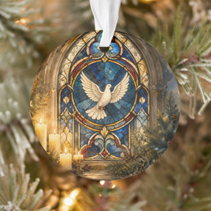 Glas-in-lood Duif Kerstmisraam Ornament
