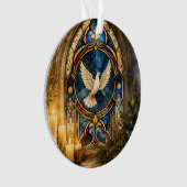 Glas-in-lood Duif Kerstmisraam Ornament (voorkant)