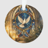 Glas-in-lood Duif Kerstmisraam Ornament (voorkant)