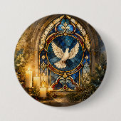 Glas-in-lood Duif Kerstmisraam Ronde Button 7,6 Cm (Voorkant)