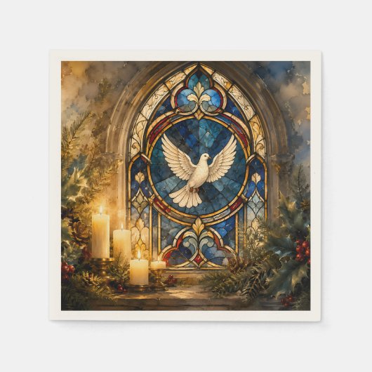 Glas-in-lood Duif Kerstmisraam Servet (Voorkant)