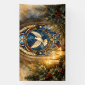 Glas-in-lood Duif Kerstmisraam Spandoek (Verticaal)