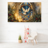 Glas-in-lood Duif Kerstmisraam Spandoek (Insitu)