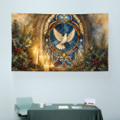 Glas-in-lood Duif Kerstmisraam Spandoek (Beurs)