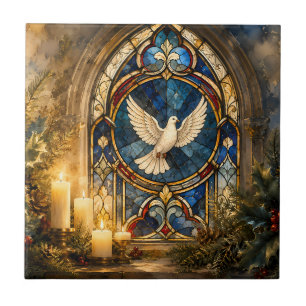 Glas-in-lood Duif Kerstmisraam Tegeltje