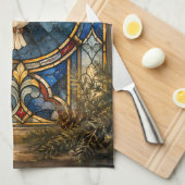 Glas-in-lood Duif Kerstmisraam Theedoek (Quarter Fold)