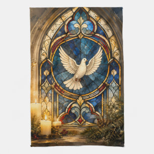 Glas-in-lood Duif Kerstmisraam Theedoek