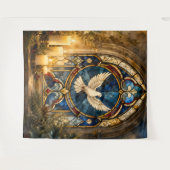 Glas-in-lood Duif Kerstmisraam Wandkleed (Voorkant (horizontaal))