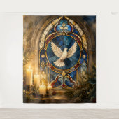 Glas-in-lood Duif Kerstmisraam Wandkleed (Voorkant)