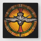 Glas in lood duif vierkante klok (Voorkant)