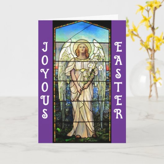 Glas in lood Easter Angel Wenskaart Kaart (Gele Bloem)
